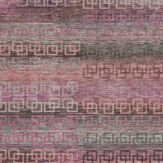 Pink And Gray Striped Washable Area Rug With UV Protection Photo 3