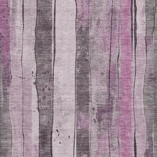Pink And Gray Striped Washable Indoor Outdoor Area Rug Photo 3