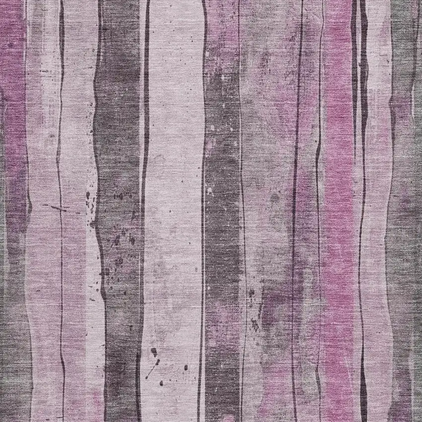 Pink And Gray Striped Washable Indoor Outdoor Area Rug Photo 3