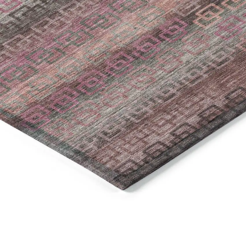 Pink And Gray Striped Washable Indoor Outdoor Area Rug Photo 6