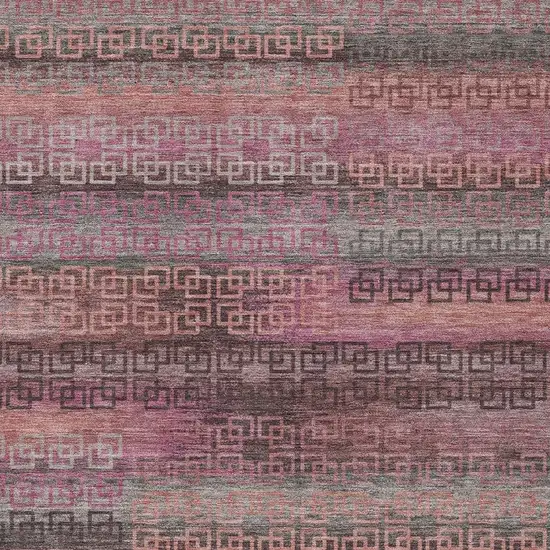 Pink And Gray Striped Washable Indoor Outdoor Area Rug Photo 3