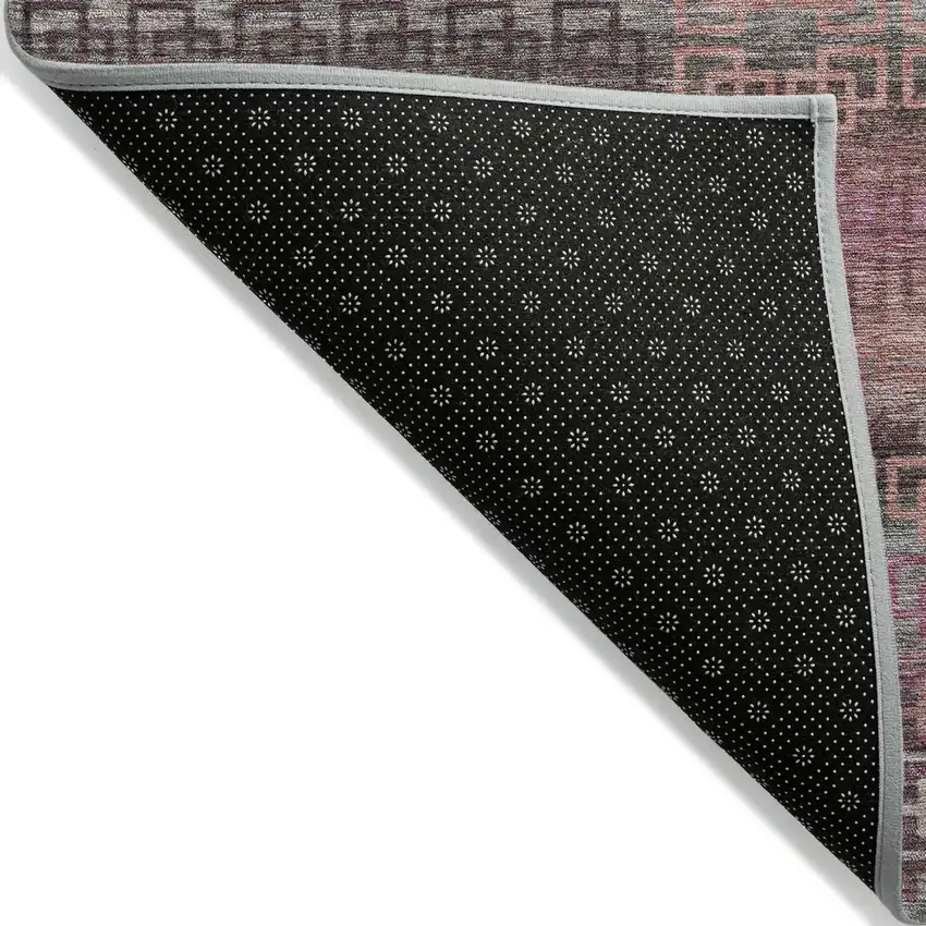 Pink And Gray Striped Washable Indoor Outdoor Area Rug Photo 5