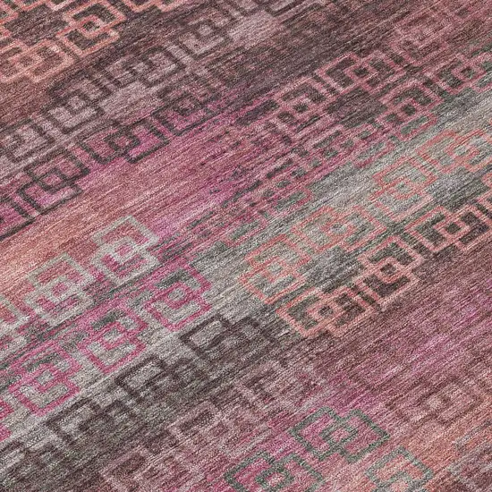 Pink And Gray Striped Washable Indoor Outdoor Area Rug Photo 9