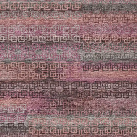 Pink And Gray Striped Washable Indoor Outdoor Area Rug Photo 3