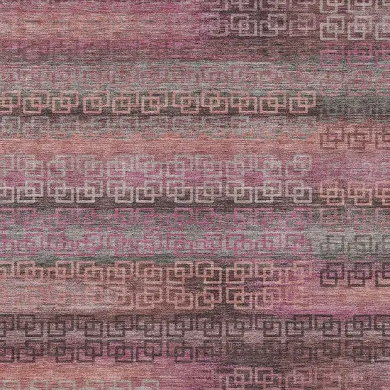 Pink And Gray Striped Washable Indoor Outdoor Area Rug Photo 8
