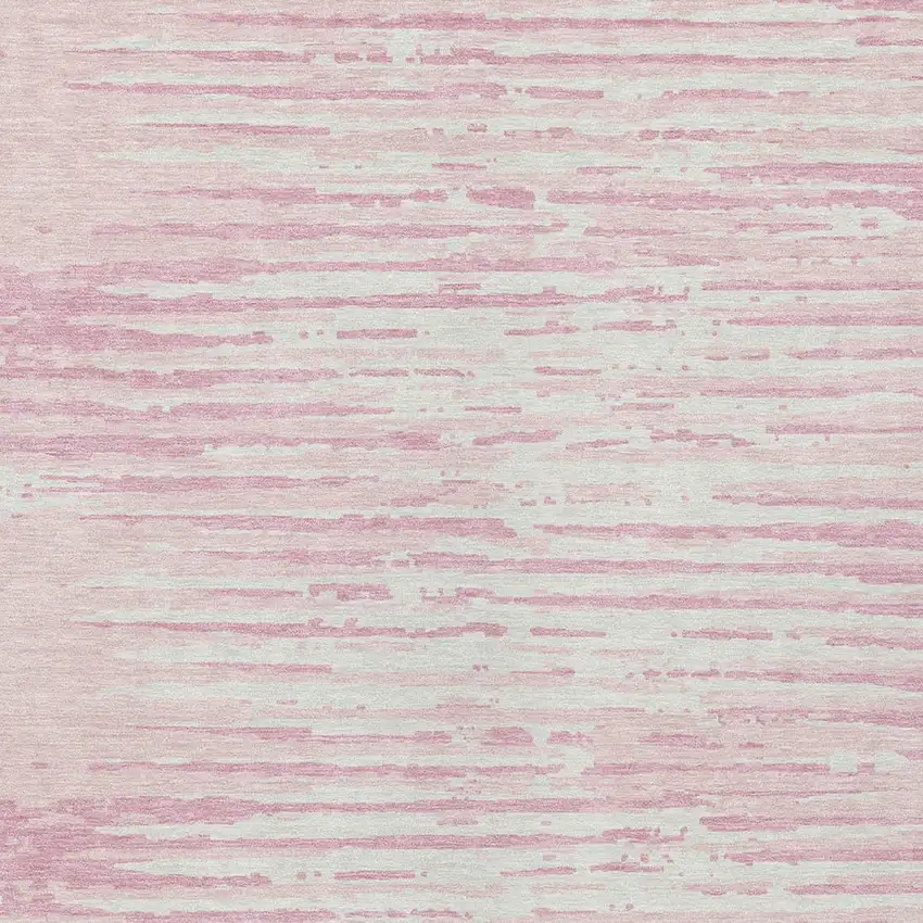 Pink And Gray Striped Washable Indoor Outdoor Area Rug Photo 6