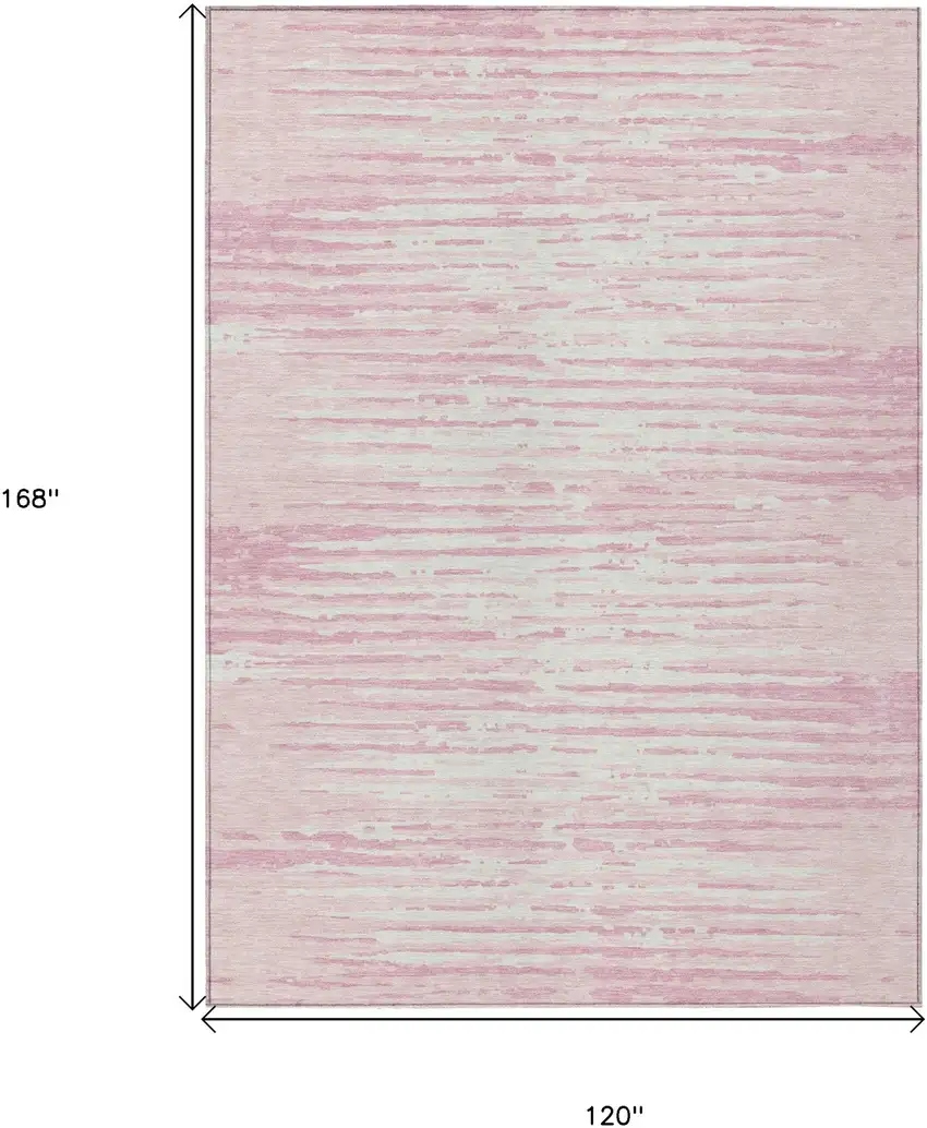 Pink And Gray Striped Washable Indoor Outdoor Area Rug Photo 3