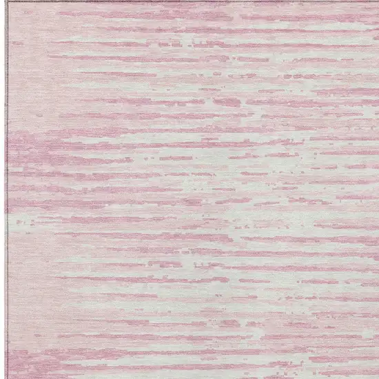 Pink And Gray Striped Washable Indoor Outdoor Area Rug Photo 6