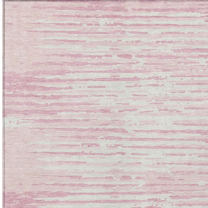 Pink And Gray Striped Washable Indoor Outdoor Area Rug Photo 6