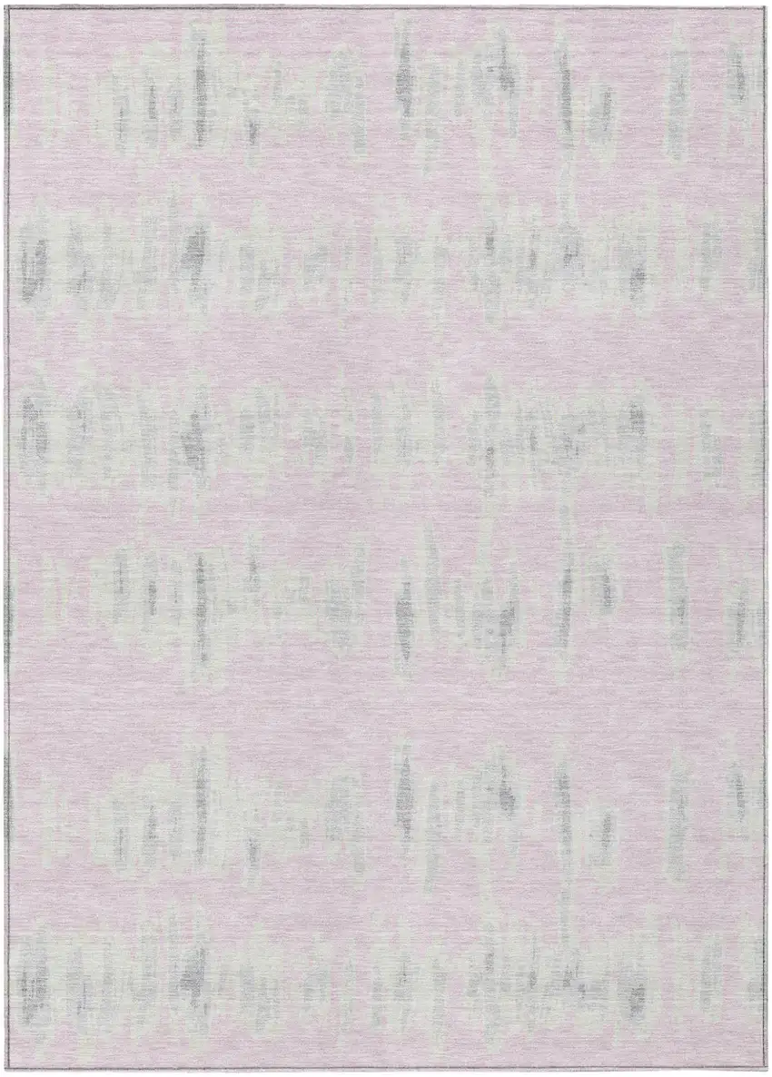 Pink And Gray Striped Washable Indoor Outdoor Area Rug Photo 2