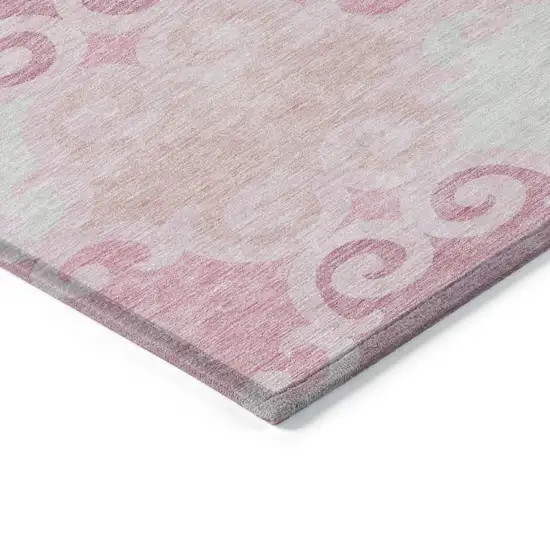 Pink And Gray Trellis Washable Indoor Outdoor Area Rug Photo 5