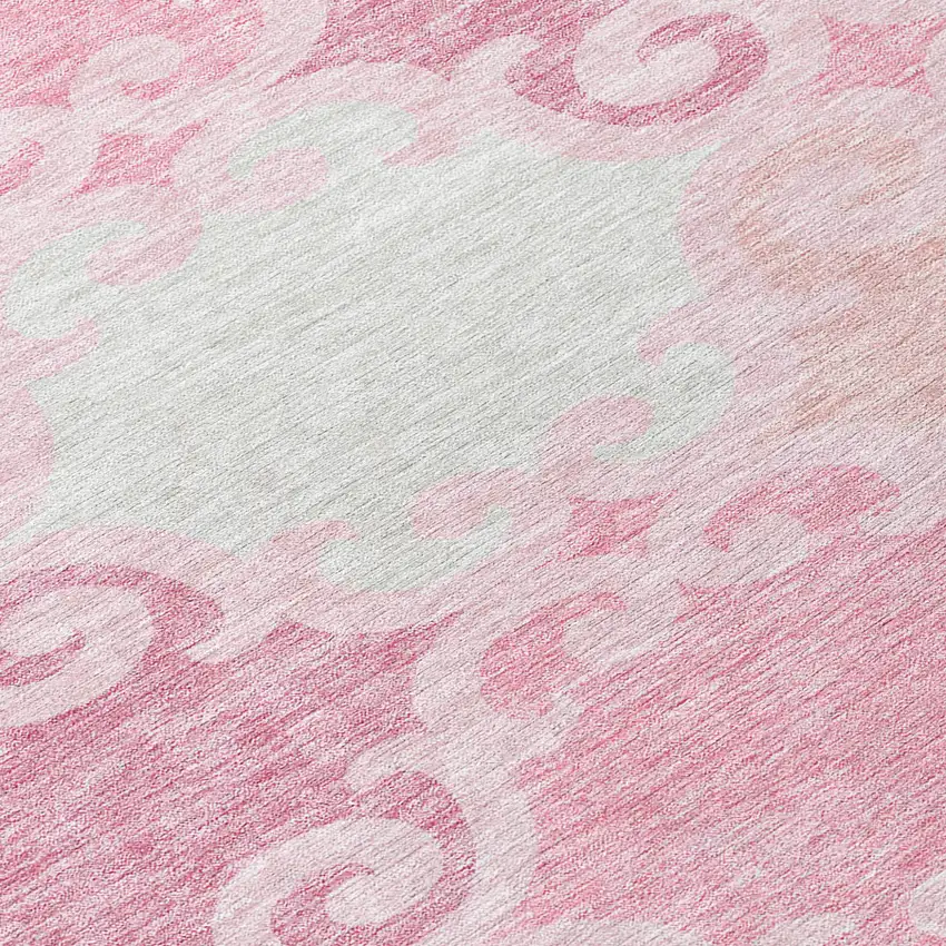 Pink And Gray Trellis Washable Indoor Outdoor Area Rug Photo 6