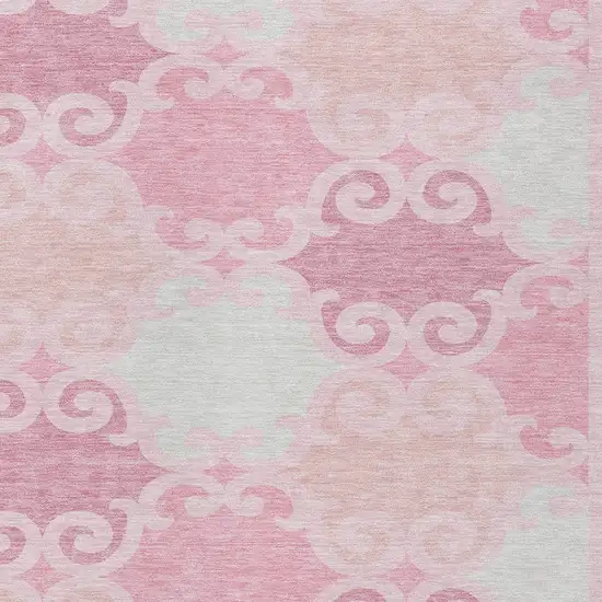 Pink And Gray Trellis Washable Indoor Outdoor Area Rug Photo 7