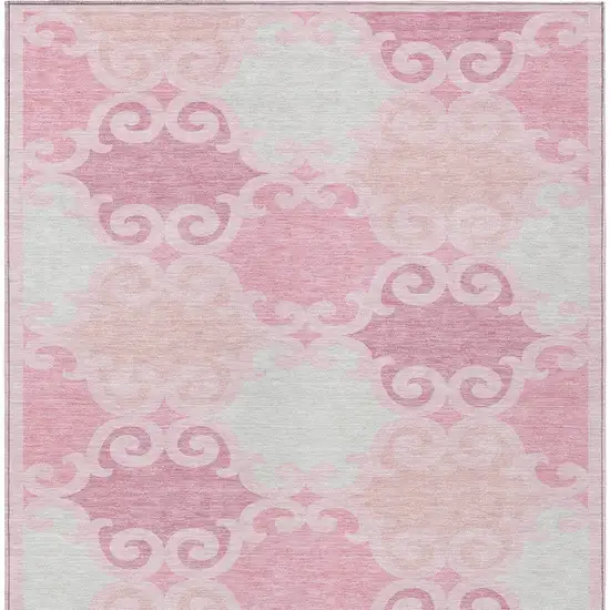 Pink And Gray Trellis Washable Indoor Outdoor Area Rug Photo 8