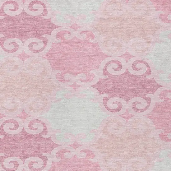 Pink And Gray Trellis Washable Indoor Outdoor Area Rug Photo 7