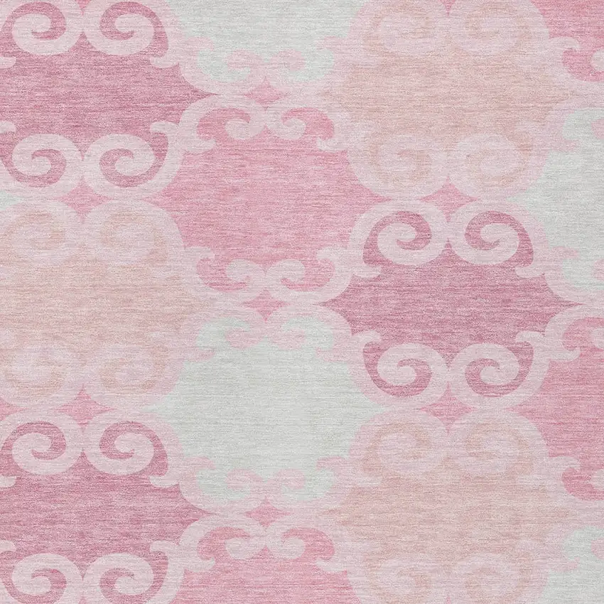 Pink And Gray Trellis Washable Indoor Outdoor Area Rug Photo 7