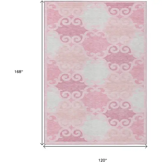 Pink And Gray Trellis Washable Indoor Outdoor Area Rug Photo 3