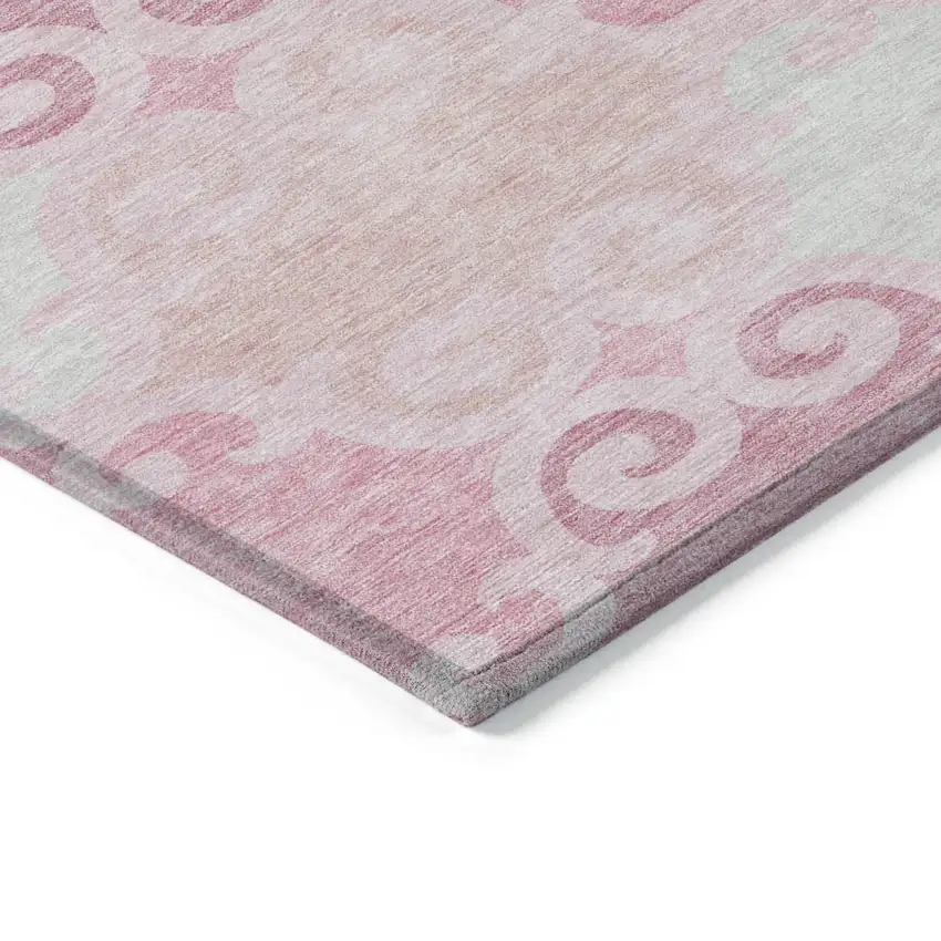 Pink And Gray Trellis Washable Indoor Outdoor Area Rug Photo 5