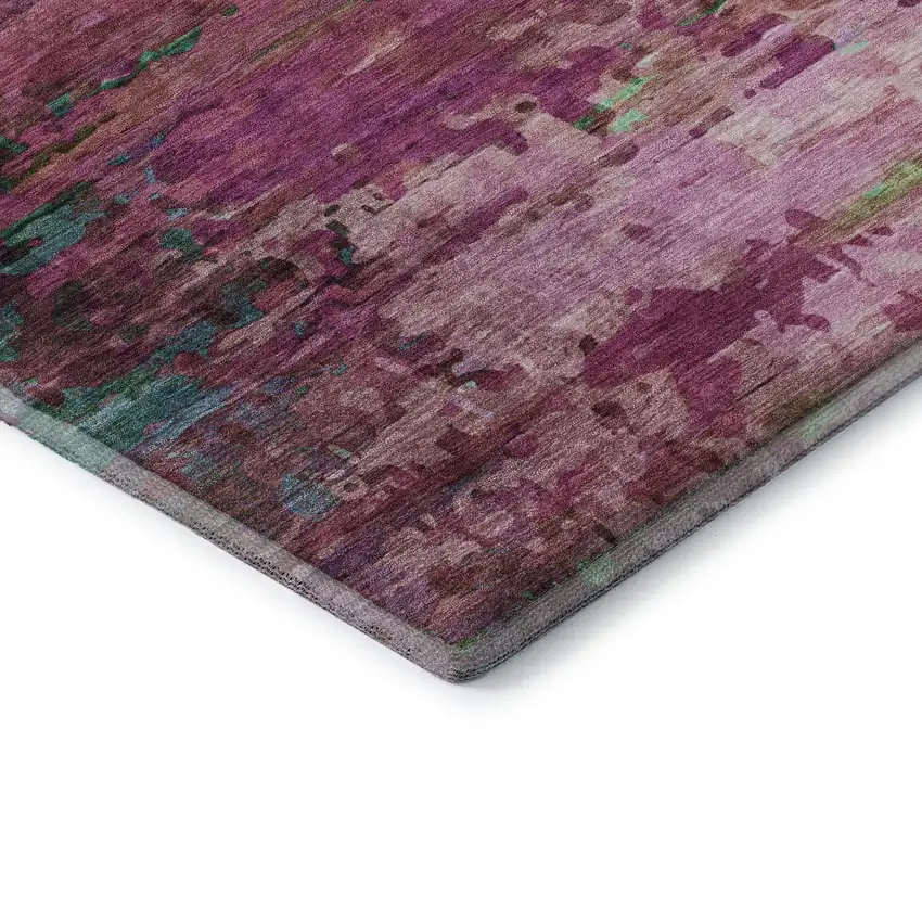 Pink And Green Abstract Washable Area Rug With UV Protection Photo 7