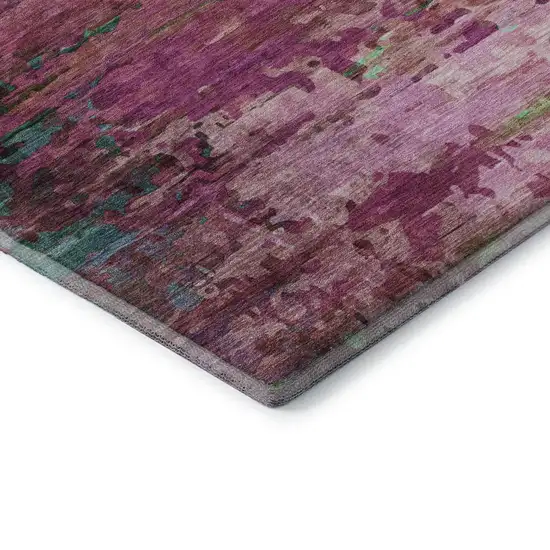 Pink And Green Abstract Washable Area Rug With UV Protection Photo 7
