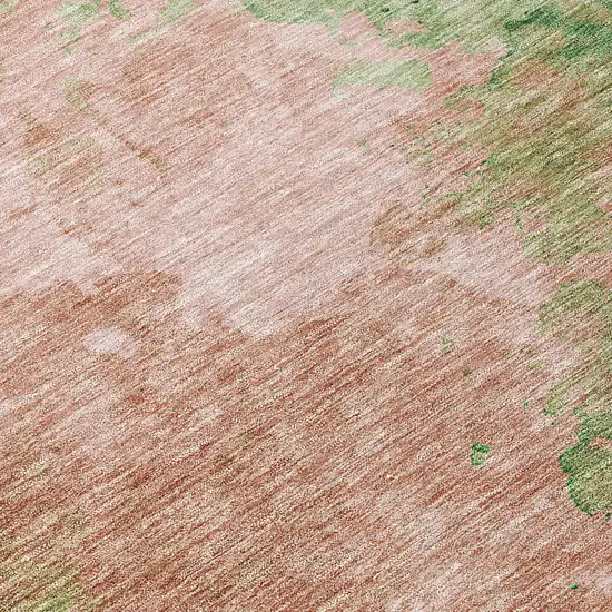 Pink And Green Abstract Washable Indoor Outdoor Area Rug Photo 8