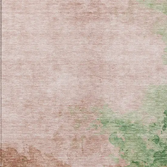 Pink And Green Abstract Washable Indoor Outdoor Area Rug Photo 5
