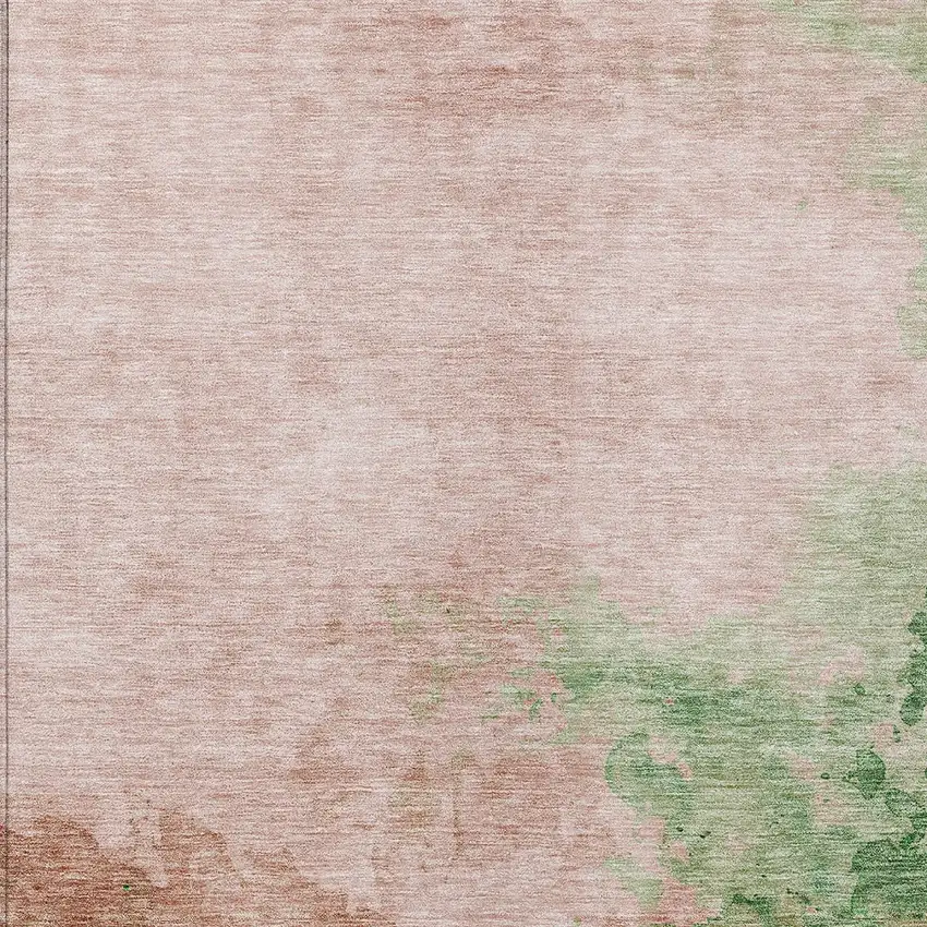 Pink And Green Abstract Washable Indoor Outdoor Area Rug Photo 5
