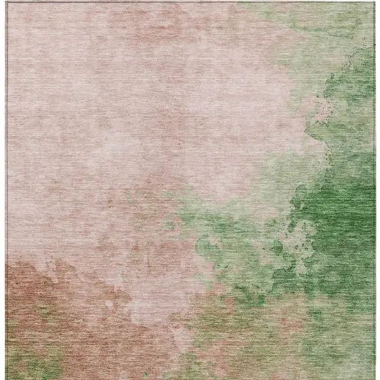 Pink And Green Abstract Washable Indoor Outdoor Area Rug Photo 6