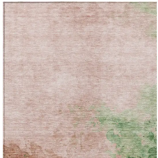 Pink And Green Abstract Washable Indoor Outdoor Area Rug Photo 5