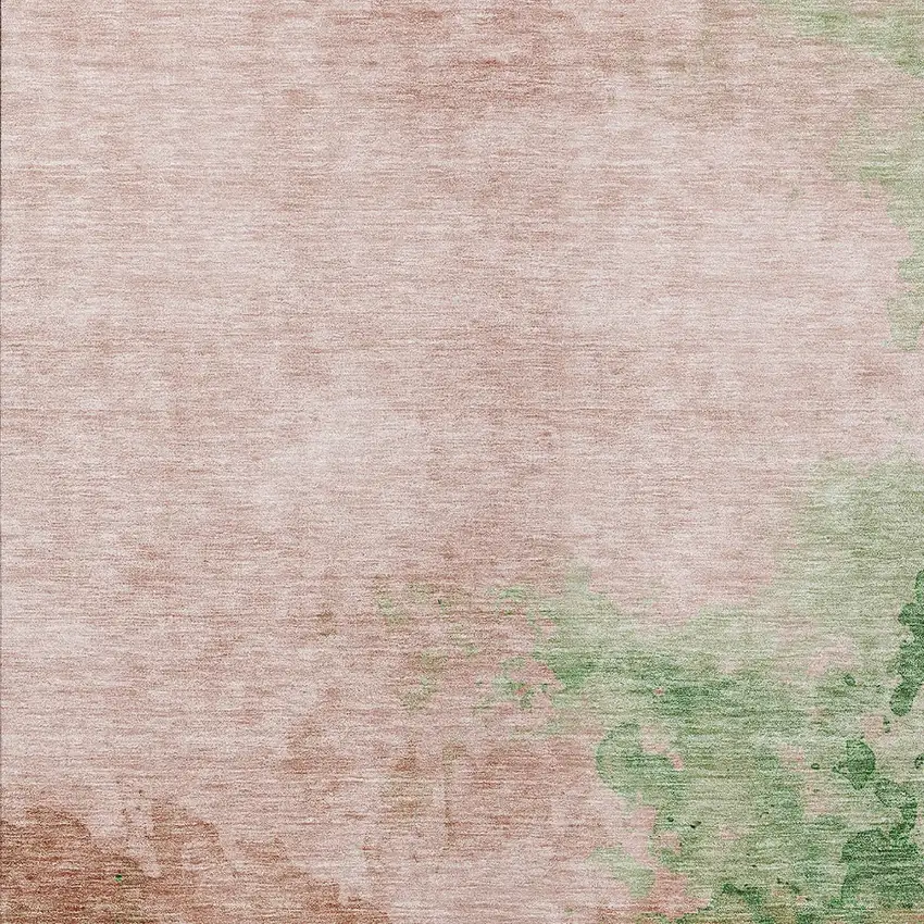 Pink And Green Abstract Washable Indoor Outdoor Area Rug Photo 5