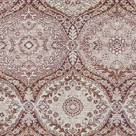 Pink And Green Ogee Washable Indoor Outdoor Area Rug Photo 3