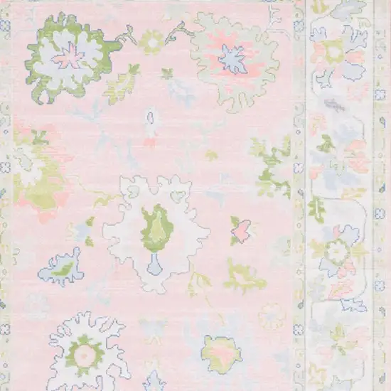 Pink And Green Oriental Washable Area Rug Photo 3