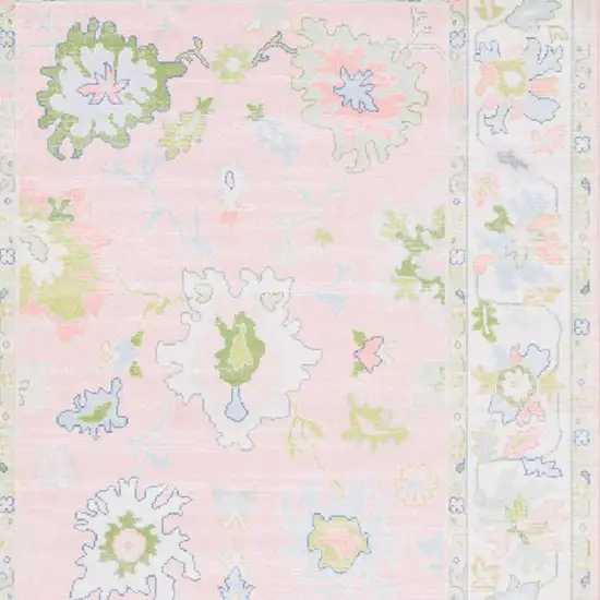 Pink And Green Oriental Washable Area Rug Photo 3