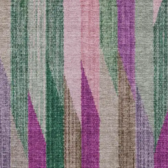 Pink And Green Striped Washable Indoor Outdoor Area Rug Photo 3