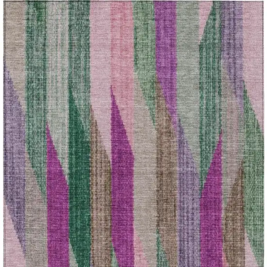 Pink And Green Striped Washable Indoor Outdoor Area Rug Photo 4