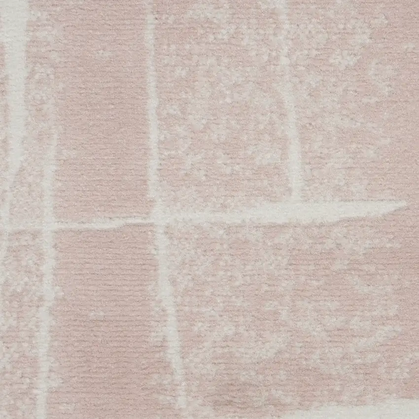 Pink And Ivory Abstract Distressed Area Rug Photo 4