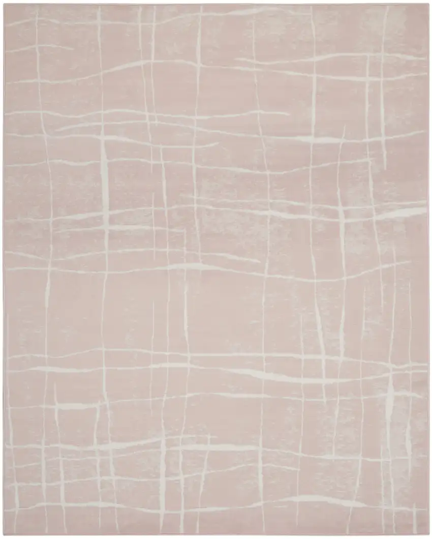Pink And Ivory Abstract Distressed Area Rug Photo 2
