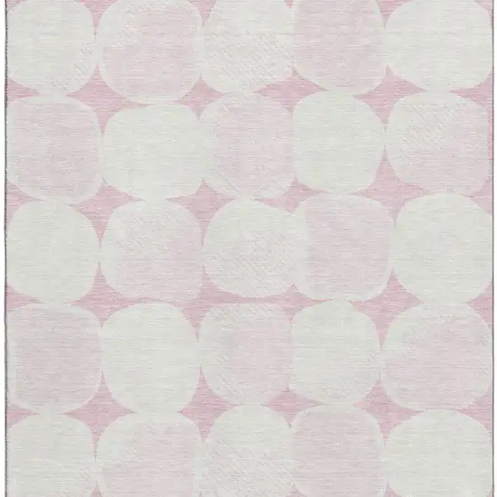 Pink And Ivory Abstract Geometric Washable Area Rug With UV Protection Photo 5