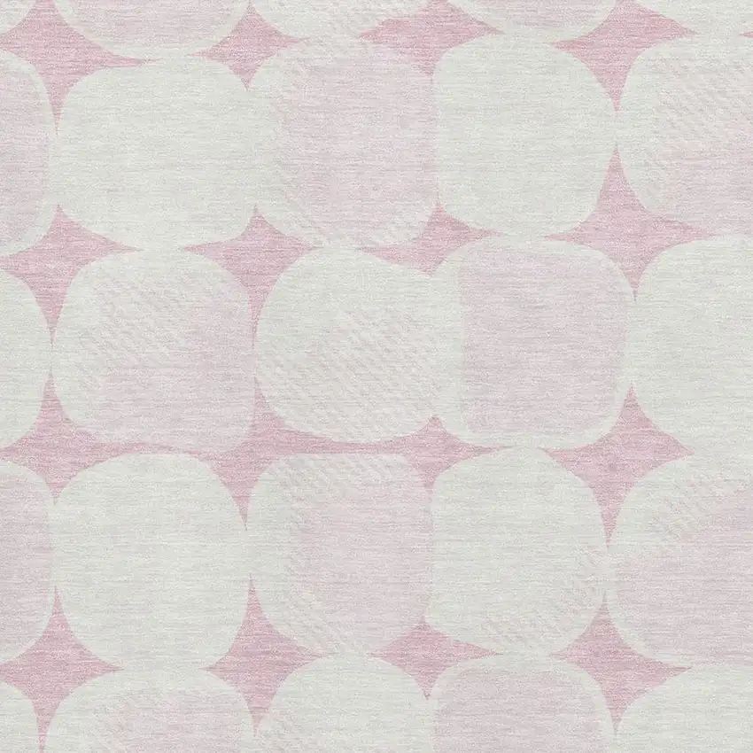 Pink And Ivory Abstract Geometric Washable Area Rug With UV Protection Photo 4