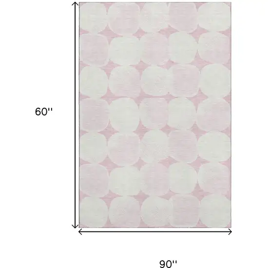 Pink And Ivory Abstract Geometric Washable Area Rug With UV Protection Photo 9