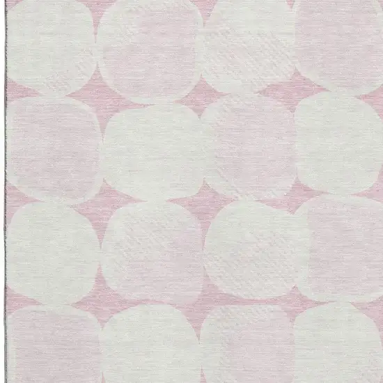 Pink And Ivory Abstract Geometric Washable Area Rug With UV Protection Photo 3