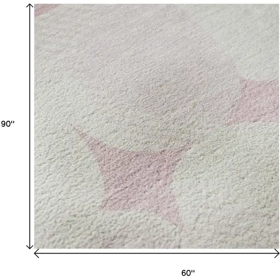 Pink And Ivory Abstract Geometric Washable Area Rug With UV Protection Photo 9