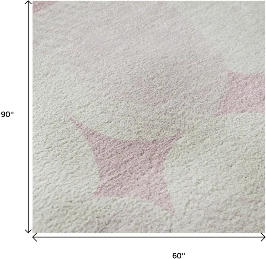 Pink And Ivory Abstract Geometric Washable Area Rug With UV Protection Photo 9