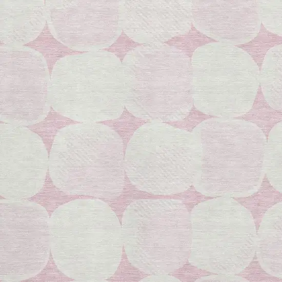 Pink And Ivory Abstract Geometric Washable Area Rug With UV Protection Photo 3