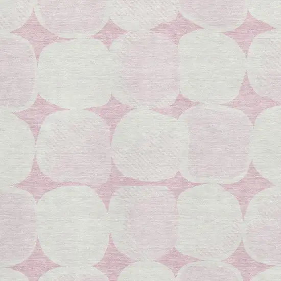 Pink And Ivory Abstract Geometric Washable Area Rug With UV Protection Photo 3