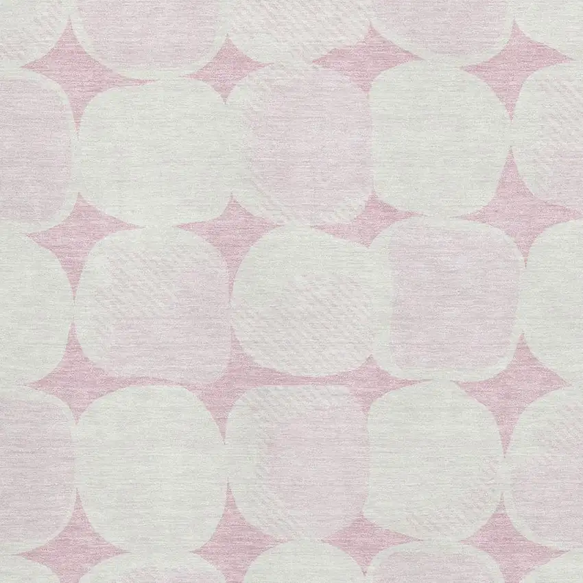 Pink And Ivory Abstract Geometric Washable Area Rug With UV Protection Photo 3
