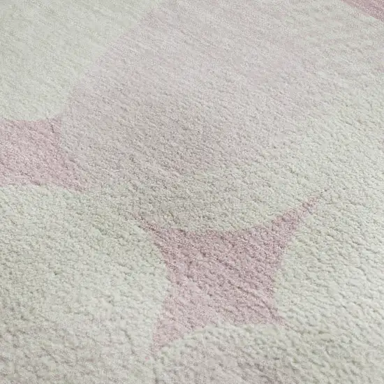 Pink And Ivory Abstract Geometric Washable Area Rug With UV Protection Photo 3