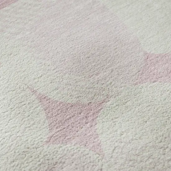 Pink And Ivory Abstract Geometric Washable Area Rug With UV Protection Photo 1