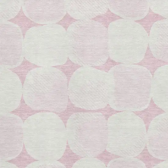 Pink And Ivory Abstract Geometric Washable Area Rug With UV Protection Photo 3