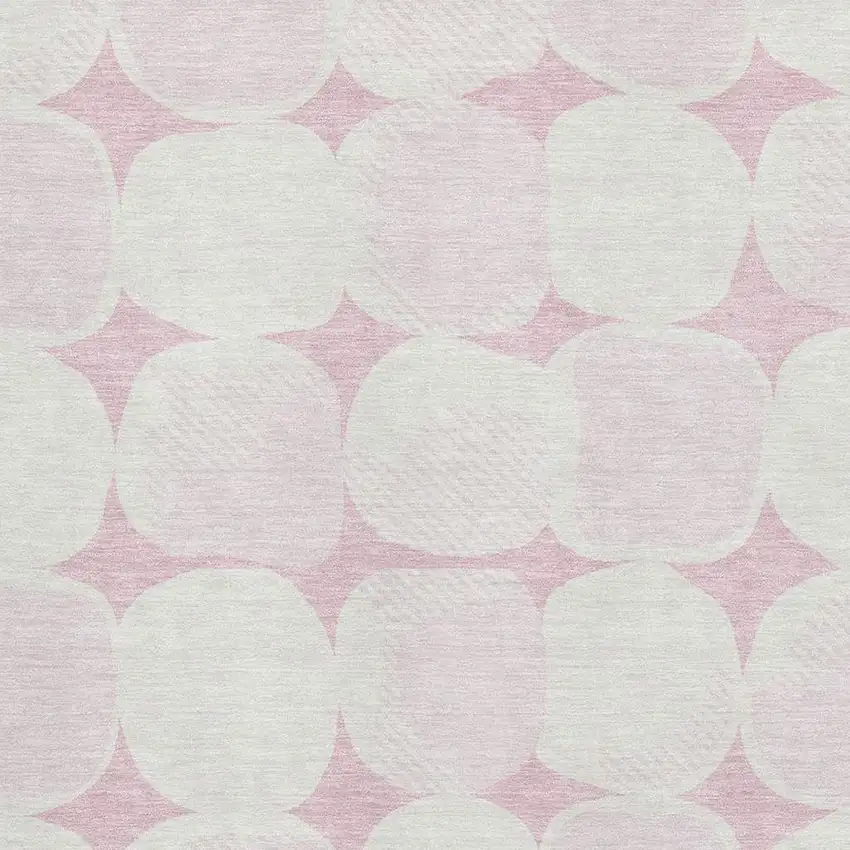 Pink And Ivory Abstract Geometric Washable Area Rug With UV Protection Photo 3